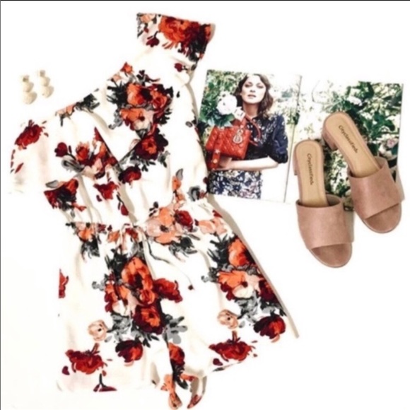 Pants - One shoulder floral print romper